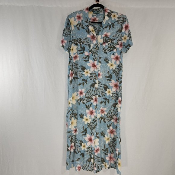 Bahama Beach Dresses & Skirts - VINTAGE Bahama Beach Floral Print Maxi Dress Size L Multicolor Exc. Condition!